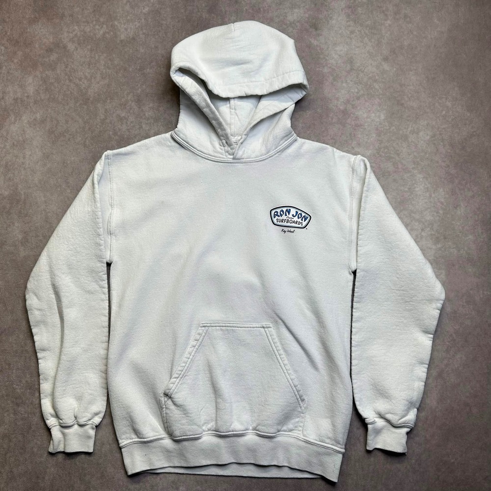 Ron Jon Surf Shop Hoodie Key West White Pullover Sweatshirt Mens Small